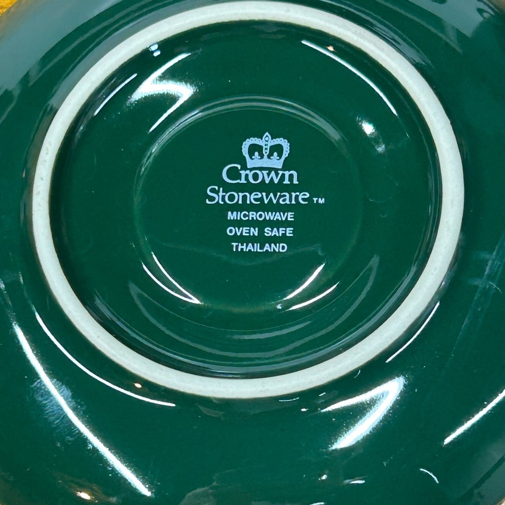 Crown Stoneware Hunter Green Mini Espresso‎ Cup and Saucer Set of 4 Thailand - Picture 4 of 11